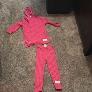 Pink Hooded Sweater and Pants Set